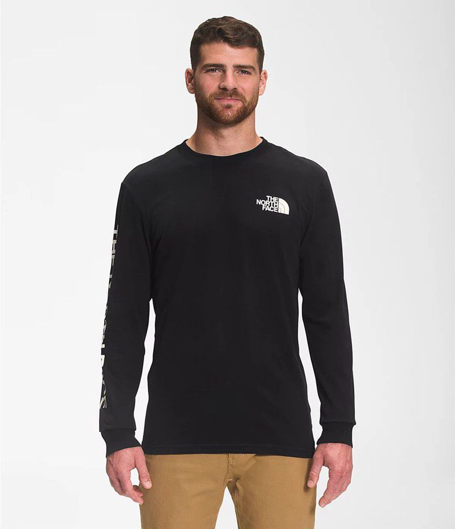 Pánské T-Shirts The North Face Long Sleeve Tnf Sleeve Hit Černé | ZSXYNFO-37
