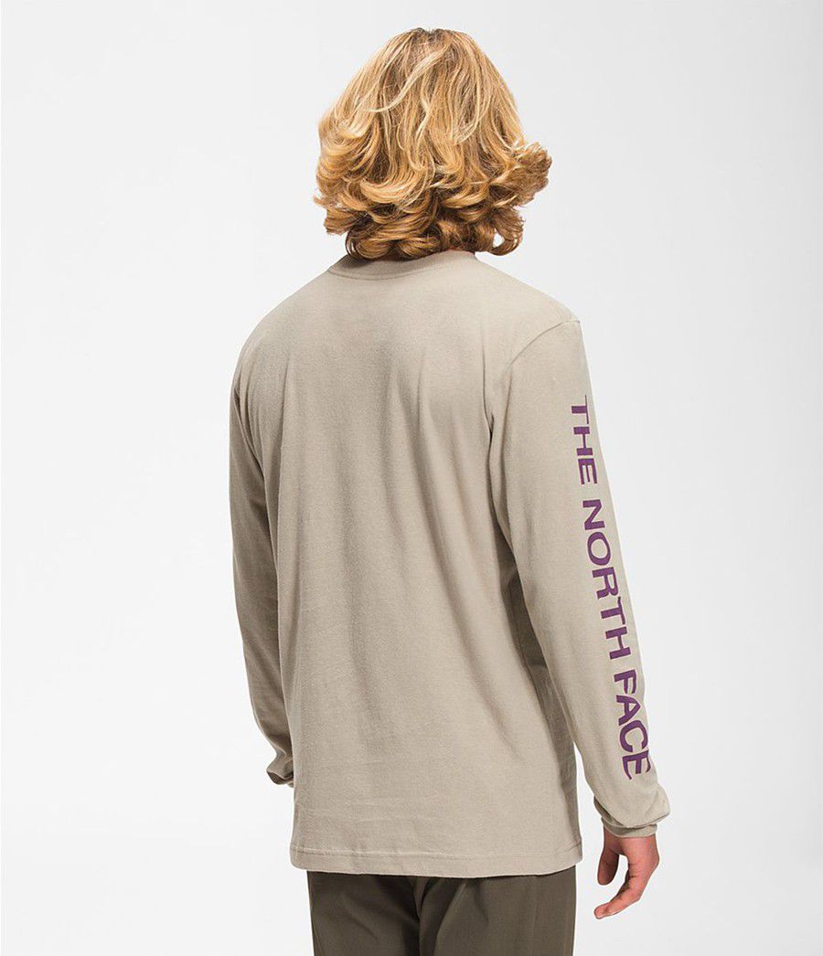Pánské T-Shirts The North Face Long Sleeve Tnf Sleeve Hit Béžový | WMITGRE-81
