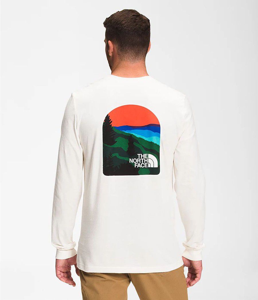 Pánské T-Shirts The North Face Long Sleeve Parks Bílé | ZSGDAPF-16