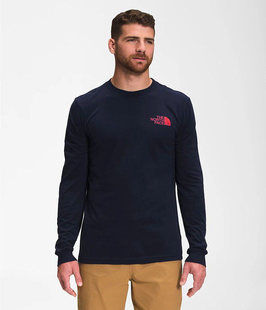 Pánské T-Shirts The North Face Long Sleeve Parks Tmavě Blankyt | SZBWYDE-39