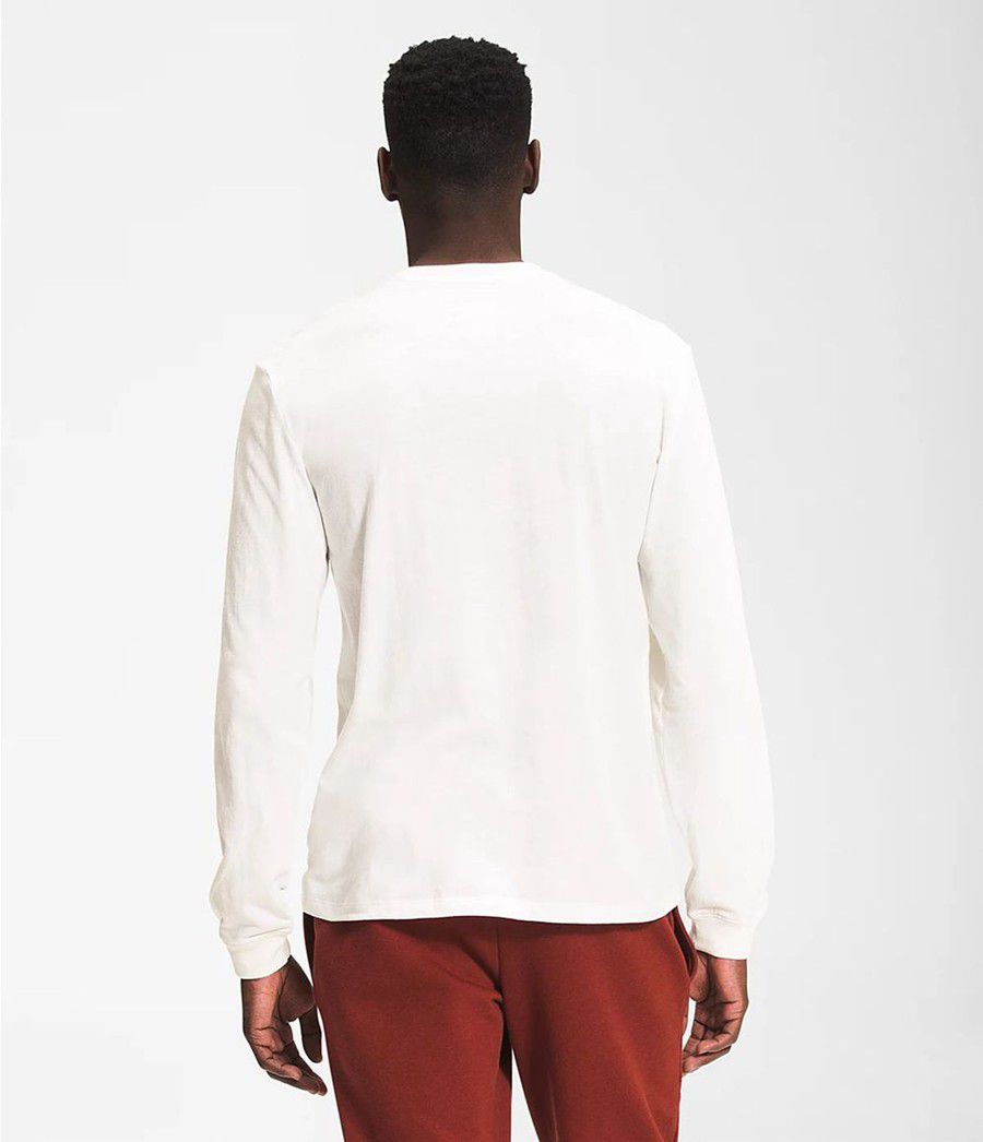 Pánské T-Shirts The North Face Long Sleeve Logo Play Bílé | SFDWJZB-70