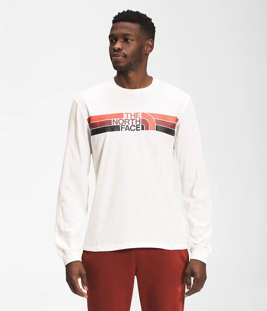 Pánské T-Shirts The North Face Long Sleeve Logo Play Bílé | SFDWJZB-70
