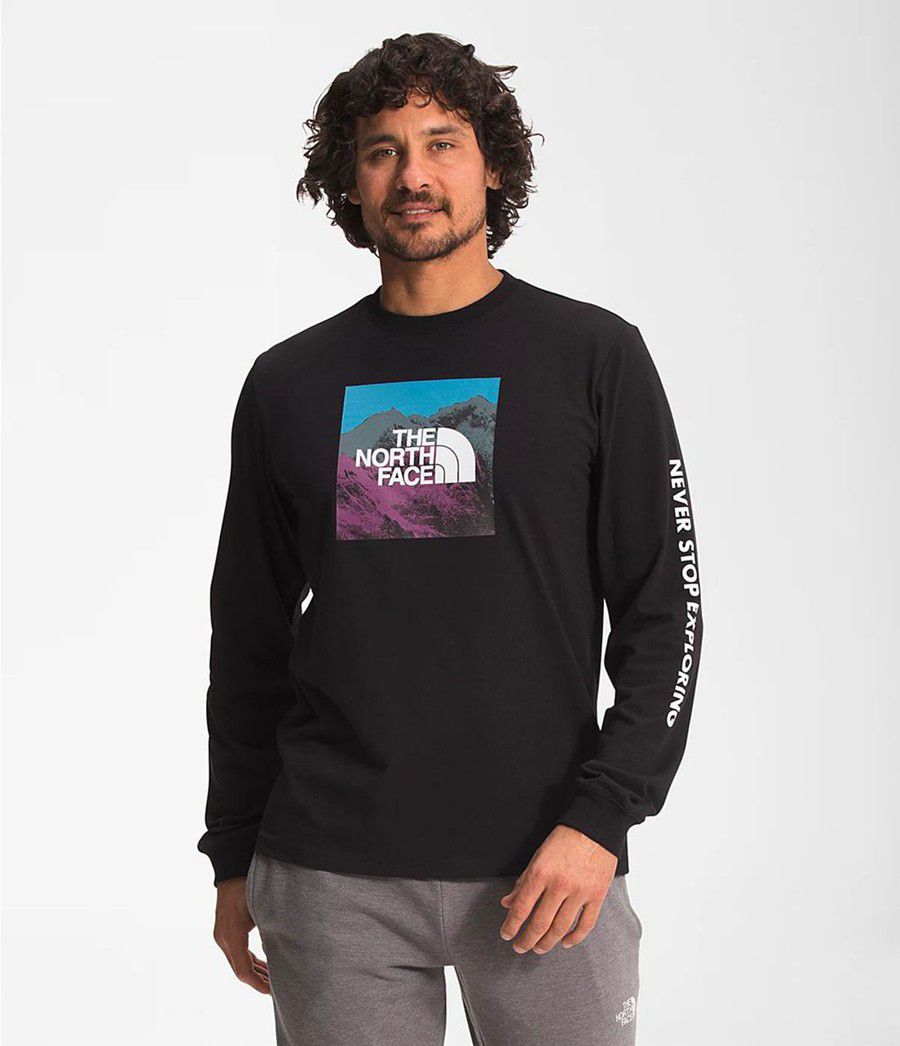 Pánské T-Shirts The North Face Long Sleeve Logo Play Černé | LFYJVDB-13