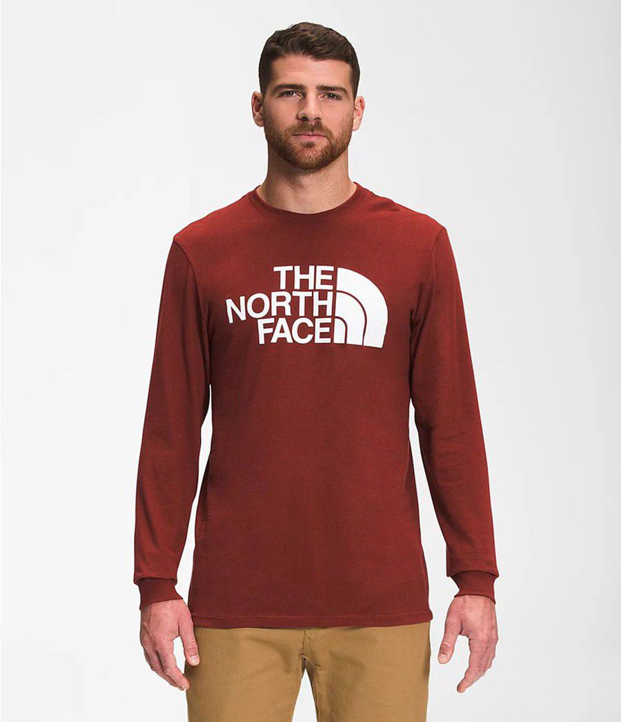 Pánské T-Shirts The North Face Long Sleeve Half Dome Červené | RWGNLHU-27