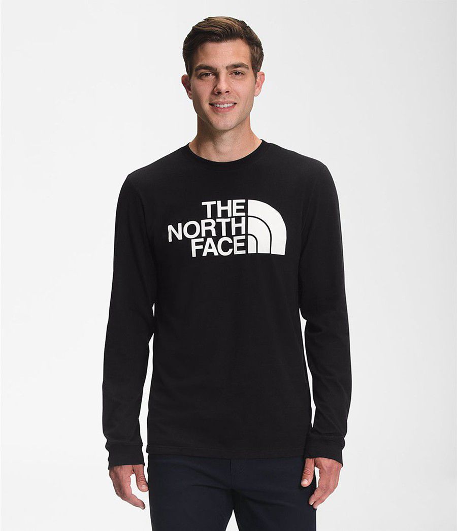 Pánské T-Shirts The North Face Long Sleeve Half Dome Černé | FKRWSPJ-84