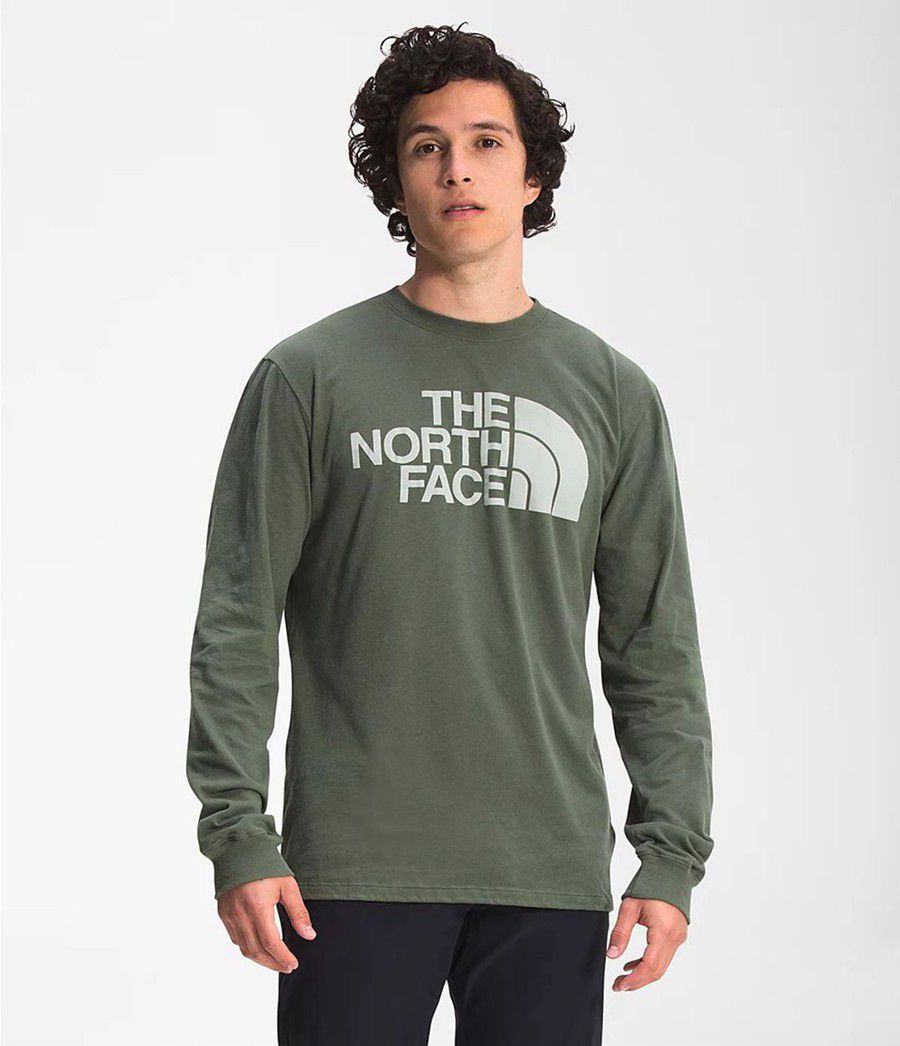 Pánské T-Shirts The North Face Long Sleeve Half Dome Zelene | FPCYEDS-58