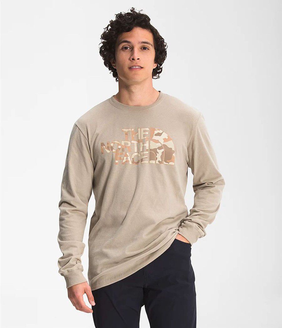Pánské T-Shirts The North Face Long Sleeve Half Dome Béžový | LBJPAMZ-08