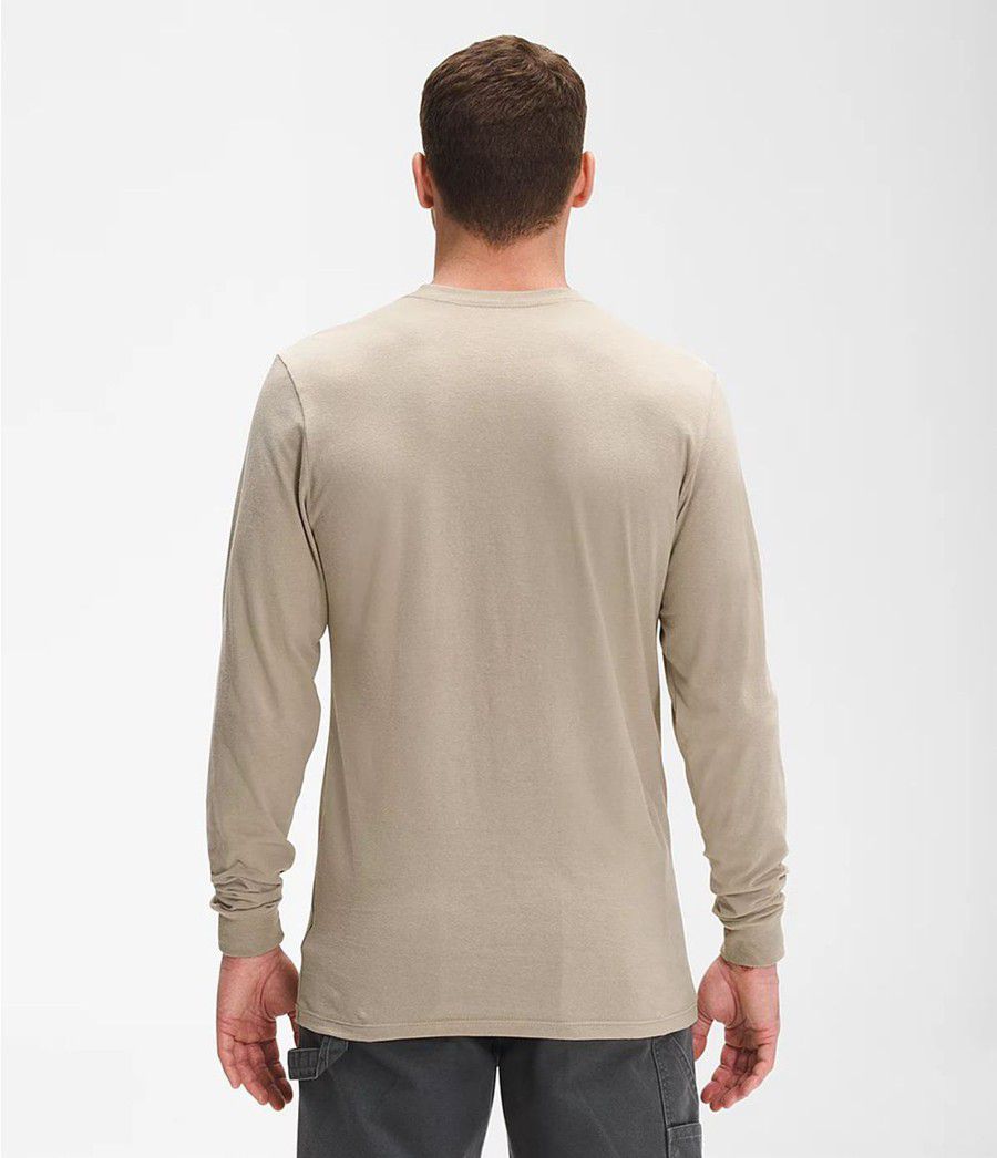 Pánské T-Shirts The North Face Long Sleeve Half Dome Béžový | CZNYMHT-10