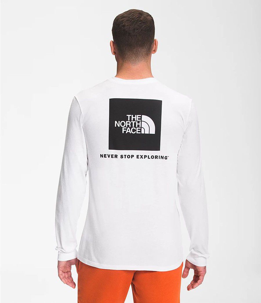 Pánské T-Shirts The North Face Long Sleeve Box Nse Bílé | KANSYEJ-93