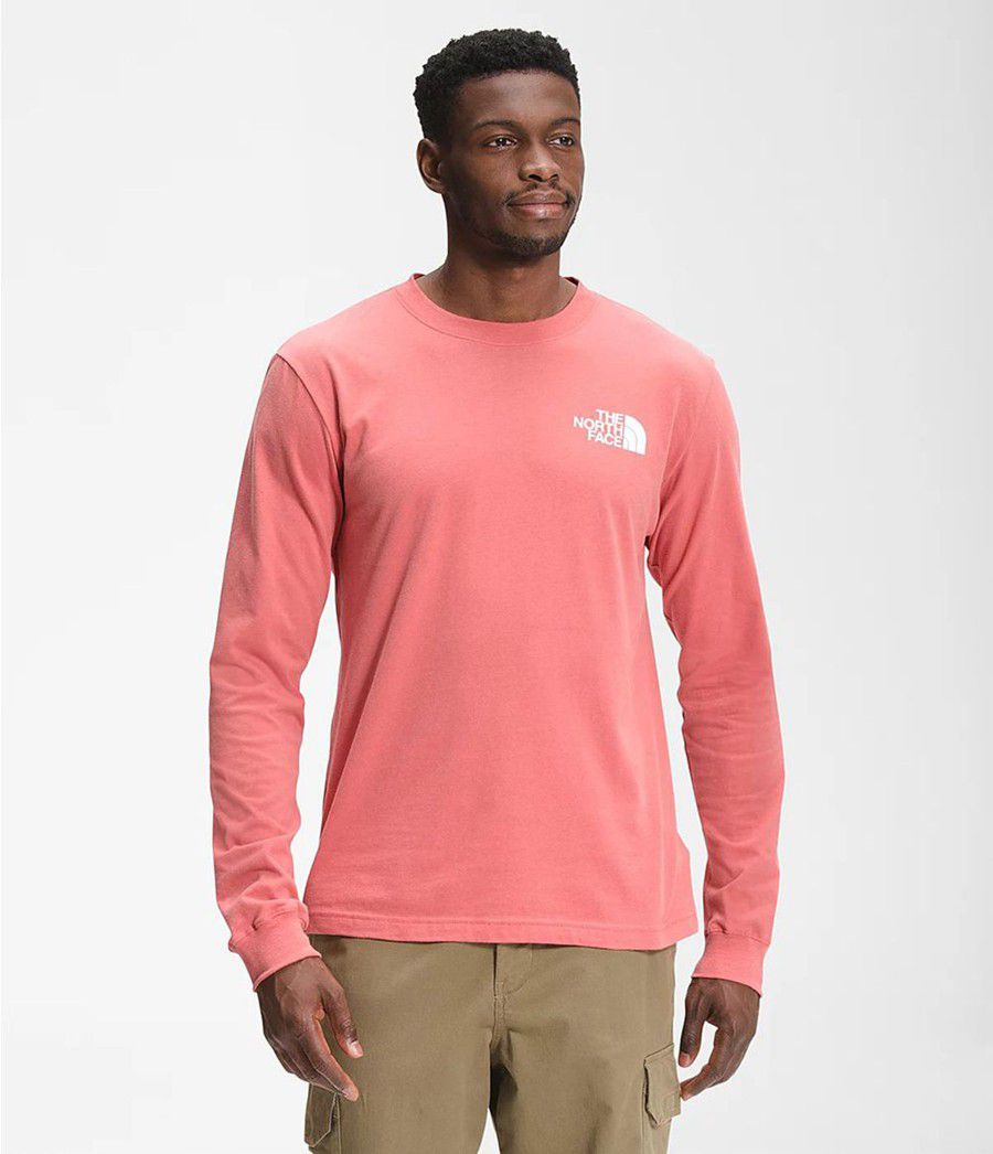 Pánské T-Shirts The North Face Long Sleeve Box Nse Růžové | OFEGTJL-97