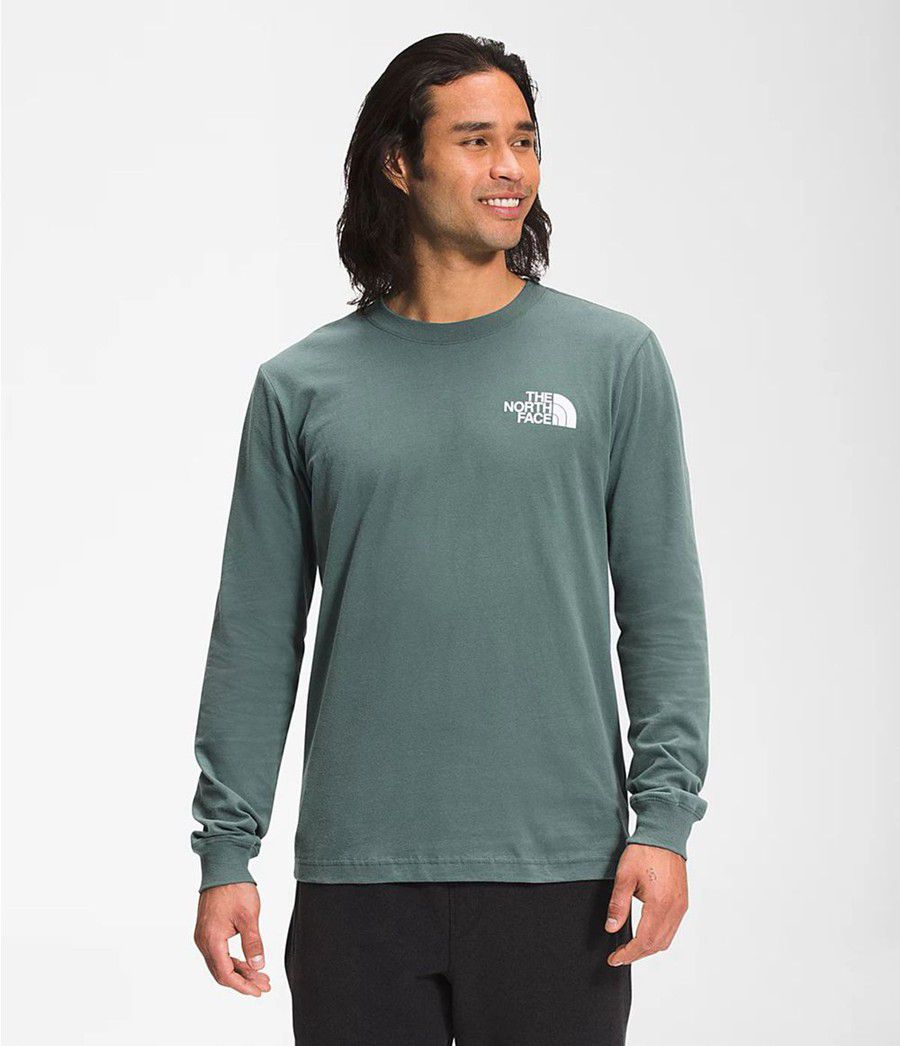 Pánské T-Shirts The North Face Long Sleeve Box Nse Zelene | QAGWPDY-35