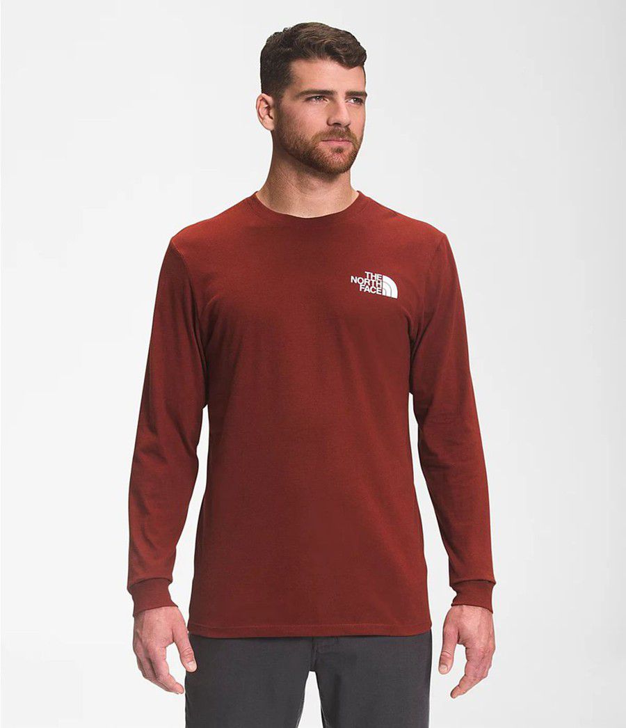 Pánské T-Shirts The North Face Long Sleeve Box Nse Červené | GAOJQHU-23