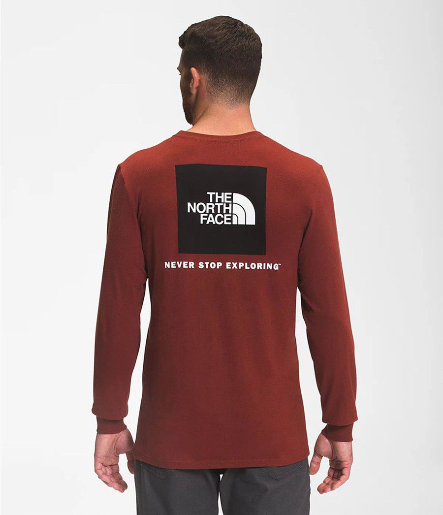 Pánské T-Shirts The North Face Long Sleeve Box Nse Červené | GAOJQHU-23