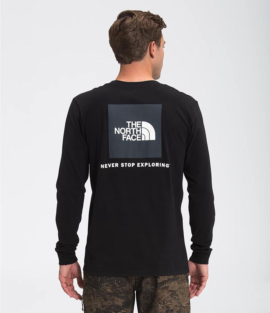 Pánské T-Shirts The North Face Long Sleeve Box Nse Černé | RQXLPMC-90
