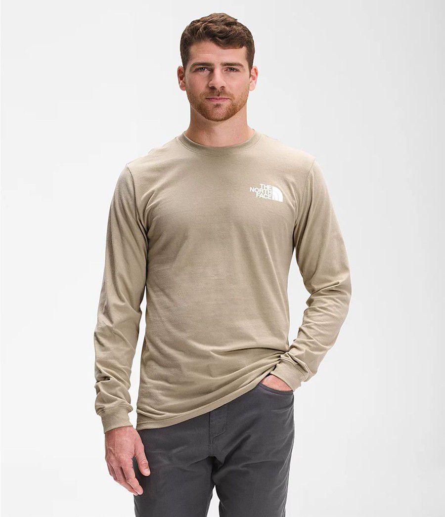 Pánské T-Shirts The North Face Long Sleeve Box Nse Béžový | BNOAVGH-37