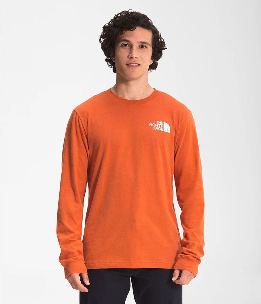 Pánské T-Shirts The North Face Long Sleeve Box Nse Oranžové | UJDIQBV-19