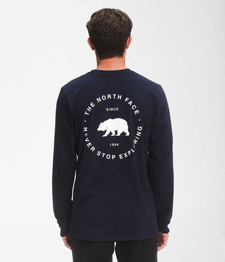 Pánské T-Shirts The North Face Long Sleeve Bear Nse Tmavě Blankyt | MVCLBZS-47