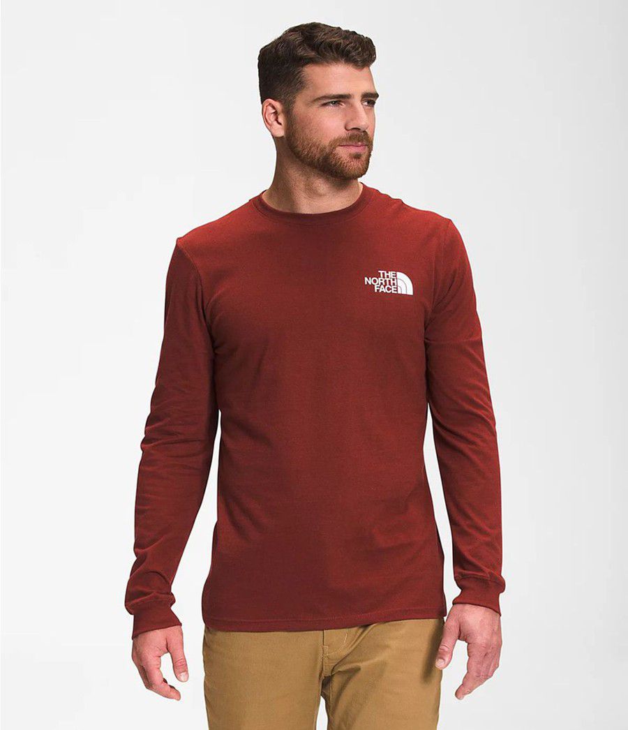 Pánské T-Shirts The North Face Mountain Scene Long Sleeve Červené | JHPAEZR-35