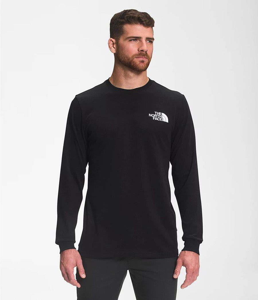 Pánské T-Shirts The North Face Mountain Scene Long Sleeve Černé | HEWBPLG-92
