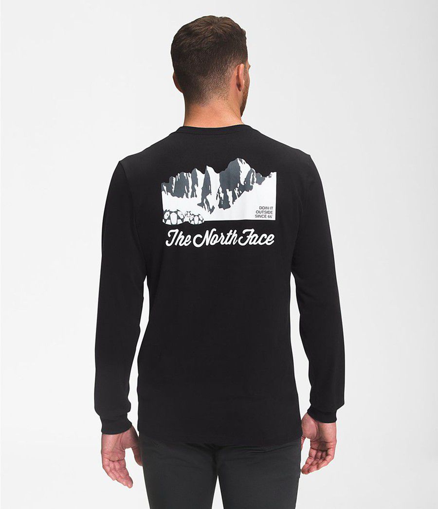 Pánské T-Shirts The North Face Mountain Scene Long Sleeve Černé | HEWBPLG-92