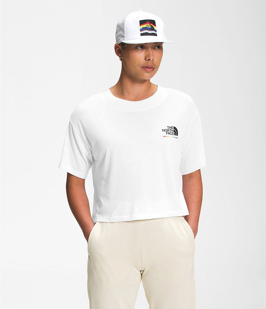 Pánské T-Shirts The North Face Pride Short Sleeve Crop Bílé | CSEBVTH-85