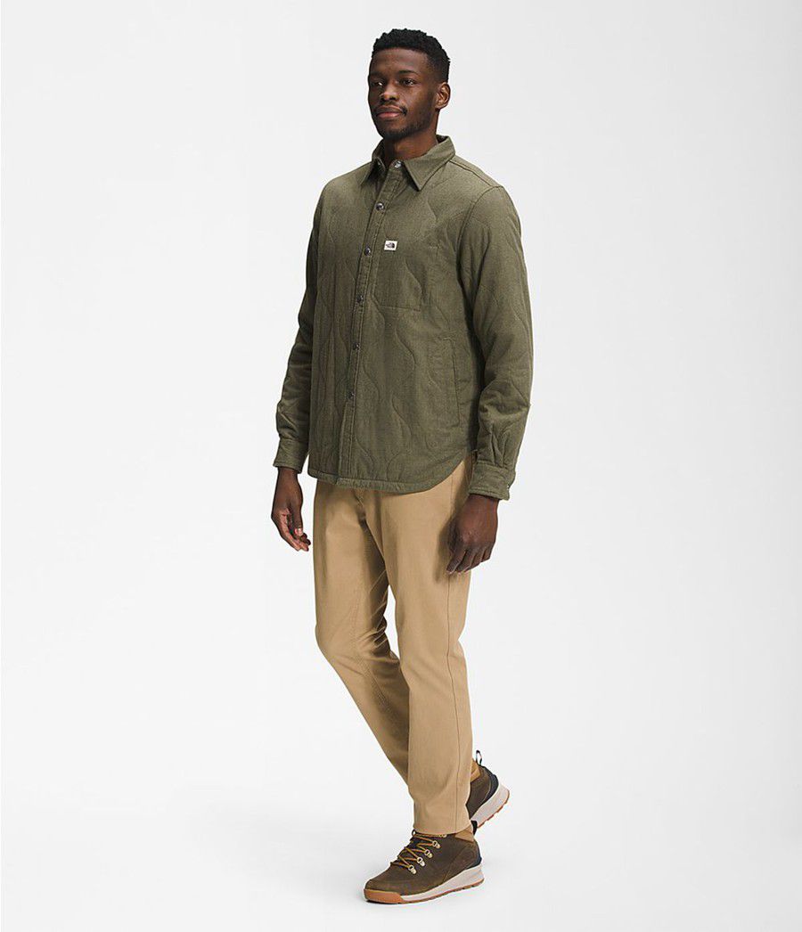 Pánské T-Shirts The North Face Quilted Overshirt Olivy Zelené | XWEBKFO-38