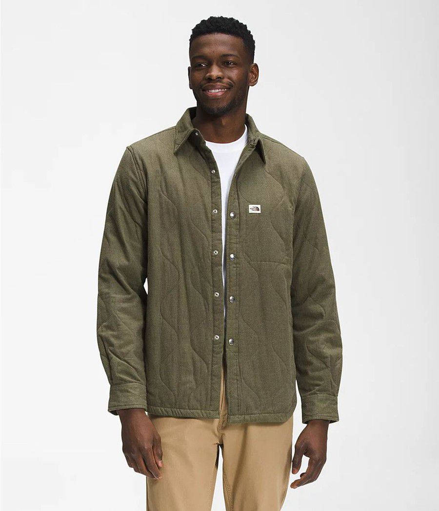 Pánské T-Shirts The North Face Quilted Overshirt Olivy Zelené | XWEBKFO-38