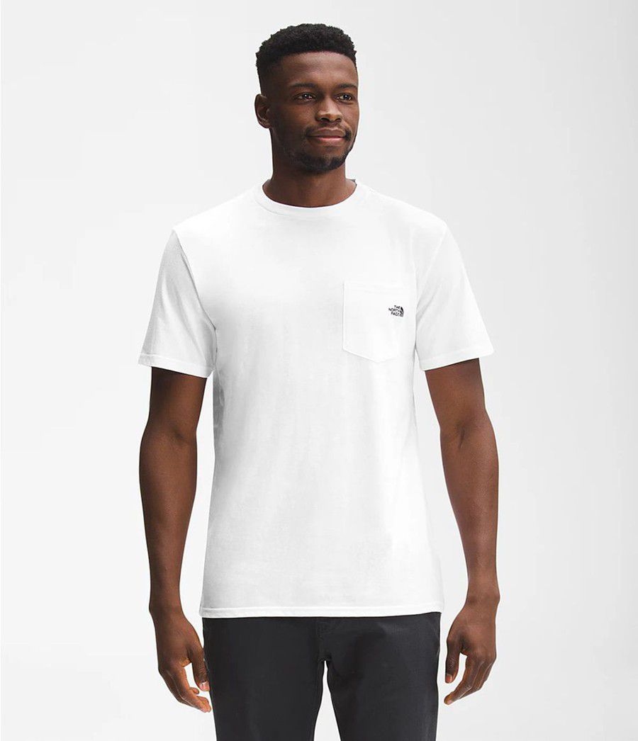 Pánské T-Shirts The North Face Short Sleeve Woodmont Pocket Bílé | VIZXARW-79