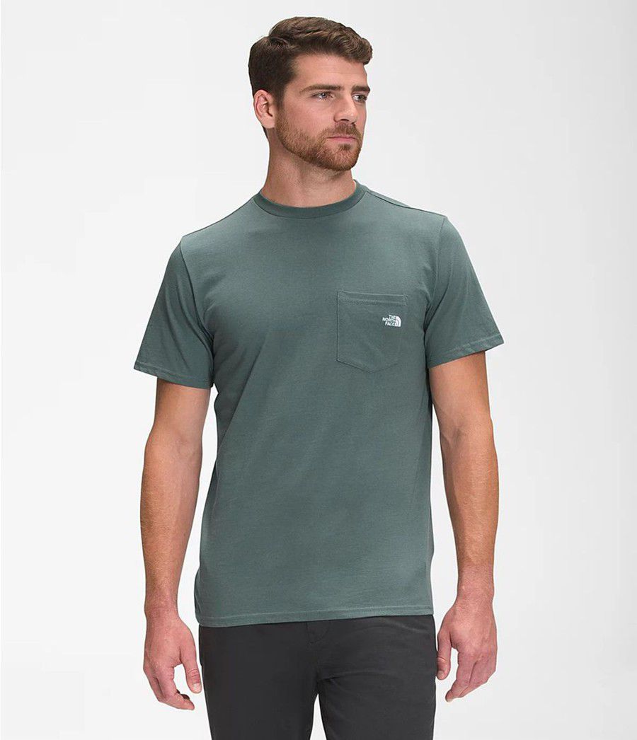 Pánské T-Shirts The North Face Short Sleeve Woodmont Pocket Zelene | ZBYMRVA-32