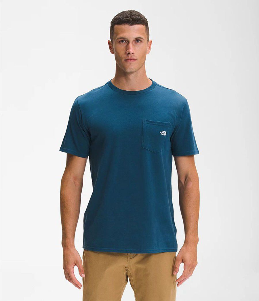 Pánské T-Shirts The North Face Short Sleeve Woodmont Pocket Blankyt | XQVGYNT-90