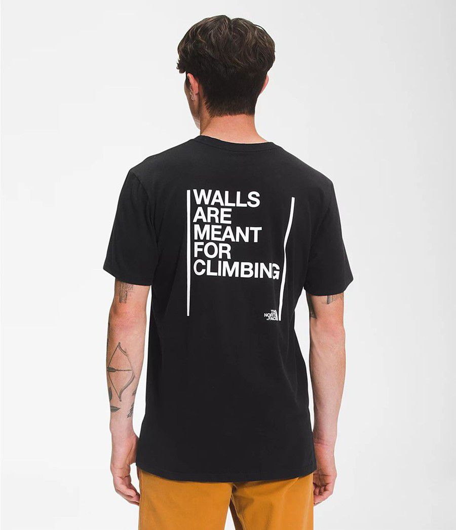 Pánské T-Shirts The North Face Short Sleeve Walls Černé | BOSCVQE-79