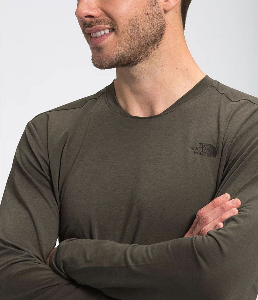 Pánské T-Shirts The North Face Wander Long Sleeve Taupe | RDVQYWT-13