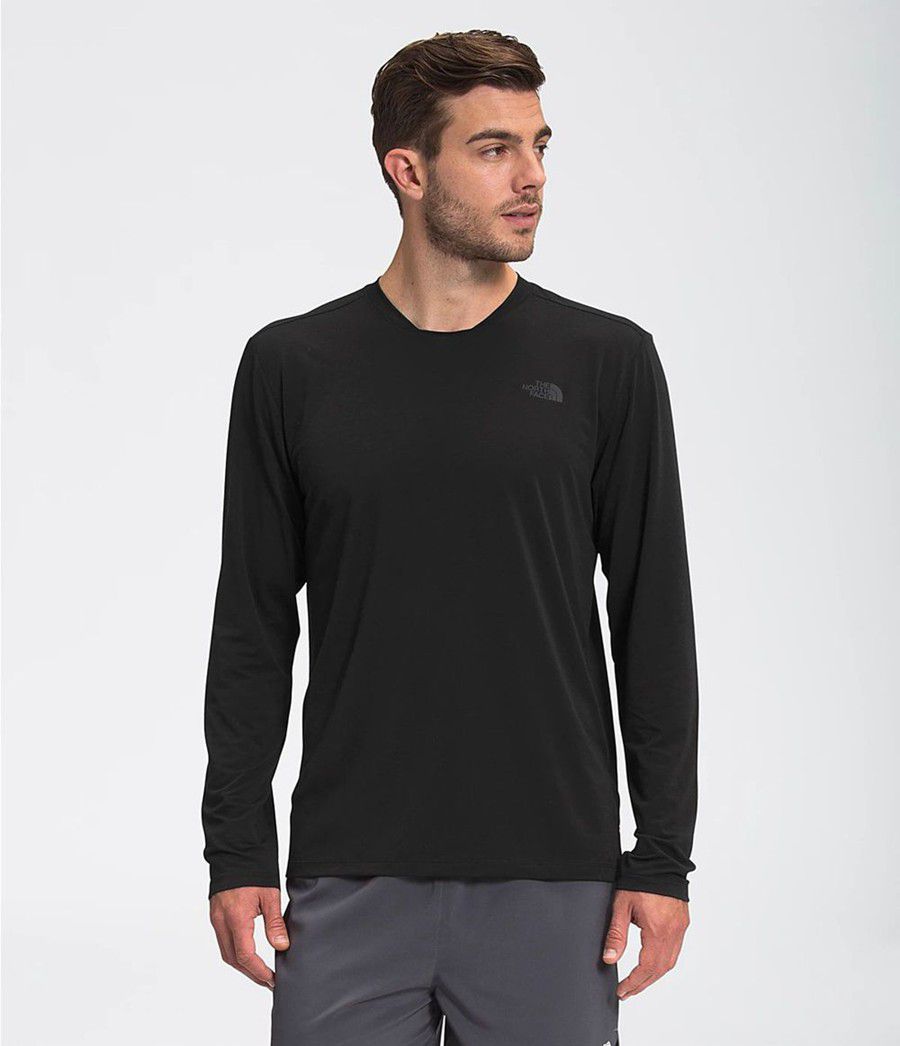 Pánské T-Shirts The North Face Wander Long Sleeve Černé | ELTGYNQ-69