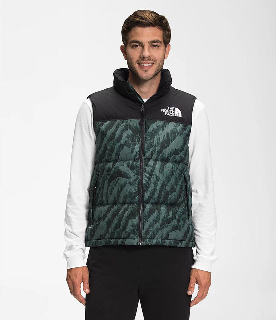 Pánské Vests The North Face Printed 1996 Retro Nuptse Zelene | FDACQRX-84