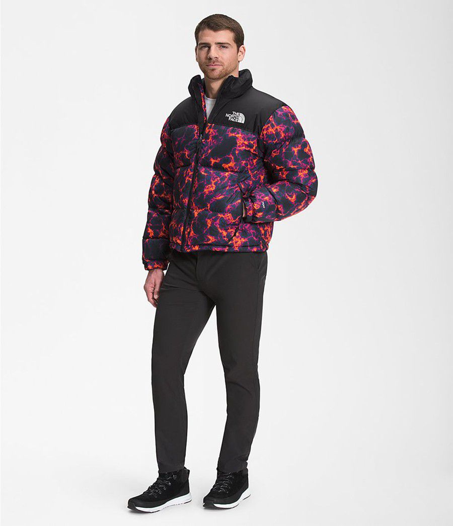 Pánské Zateplené Bundy The North Face Printed 1996 Retro Nuptse Černé | LNGWKOI-05
