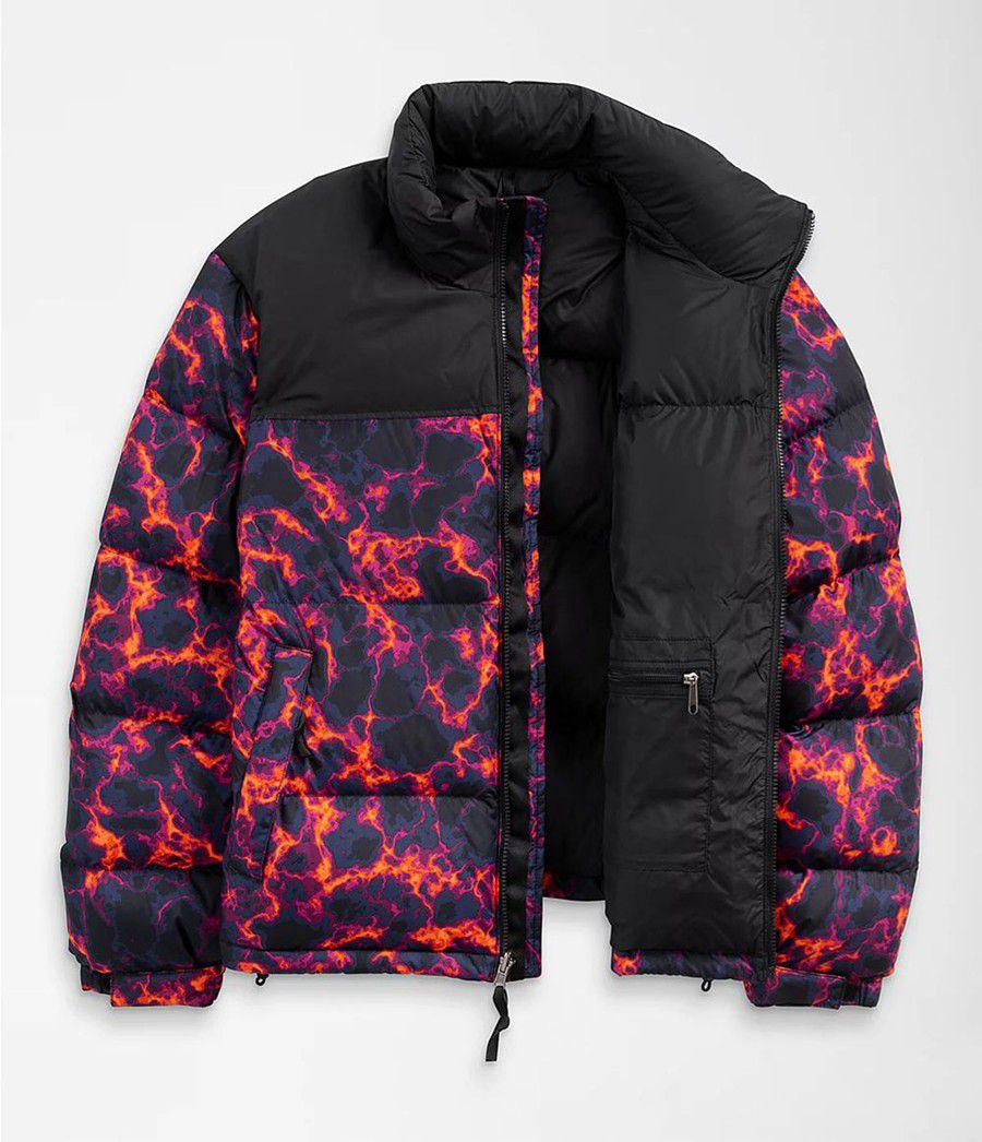 Pánské Zateplené Bundy The North Face Printed 1996 Retro Nuptse Černé | LNGWKOI-05