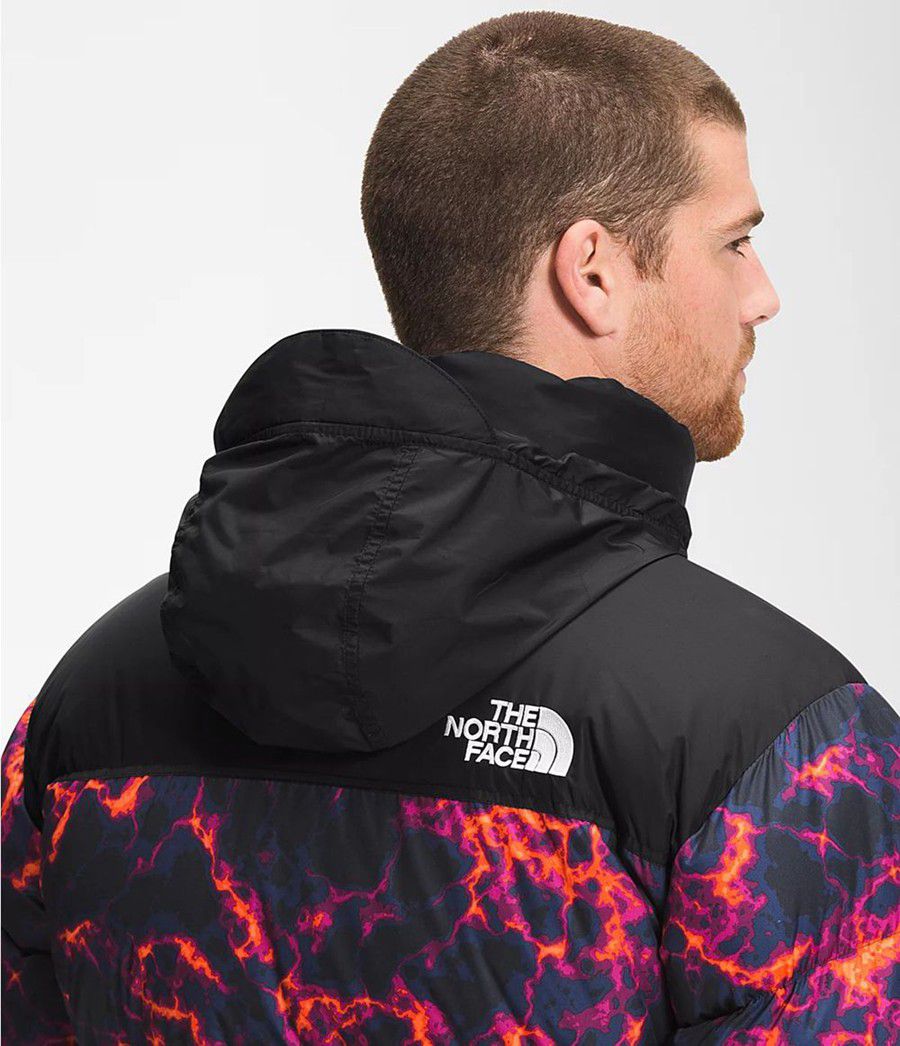 Pánské Zateplené Bundy The North Face Printed 1996 Retro Nuptse Černé | LNGWKOI-05